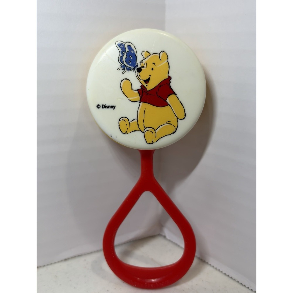 Vintage 1990s Winnie the Pooh Bear First Years Plastic Baby Rattle Toy Works